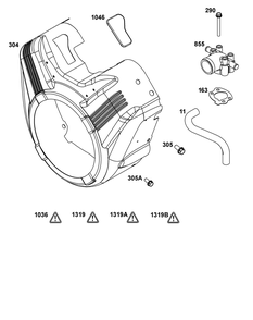 Blower Housing And Air Cleaner Group Diagram and Parts List for 356447-0636-G1 200000 - 399999 Briggs and Stratton Engine